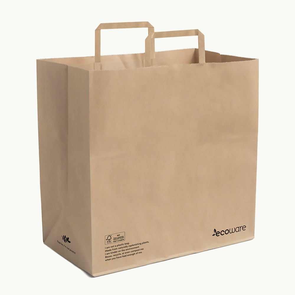 Flat Handle Kraft Paper Bag Medium - FSC MIX