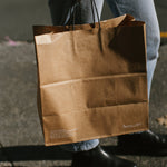 Kraft Handle Bag with Printing. Food delivery service bag,