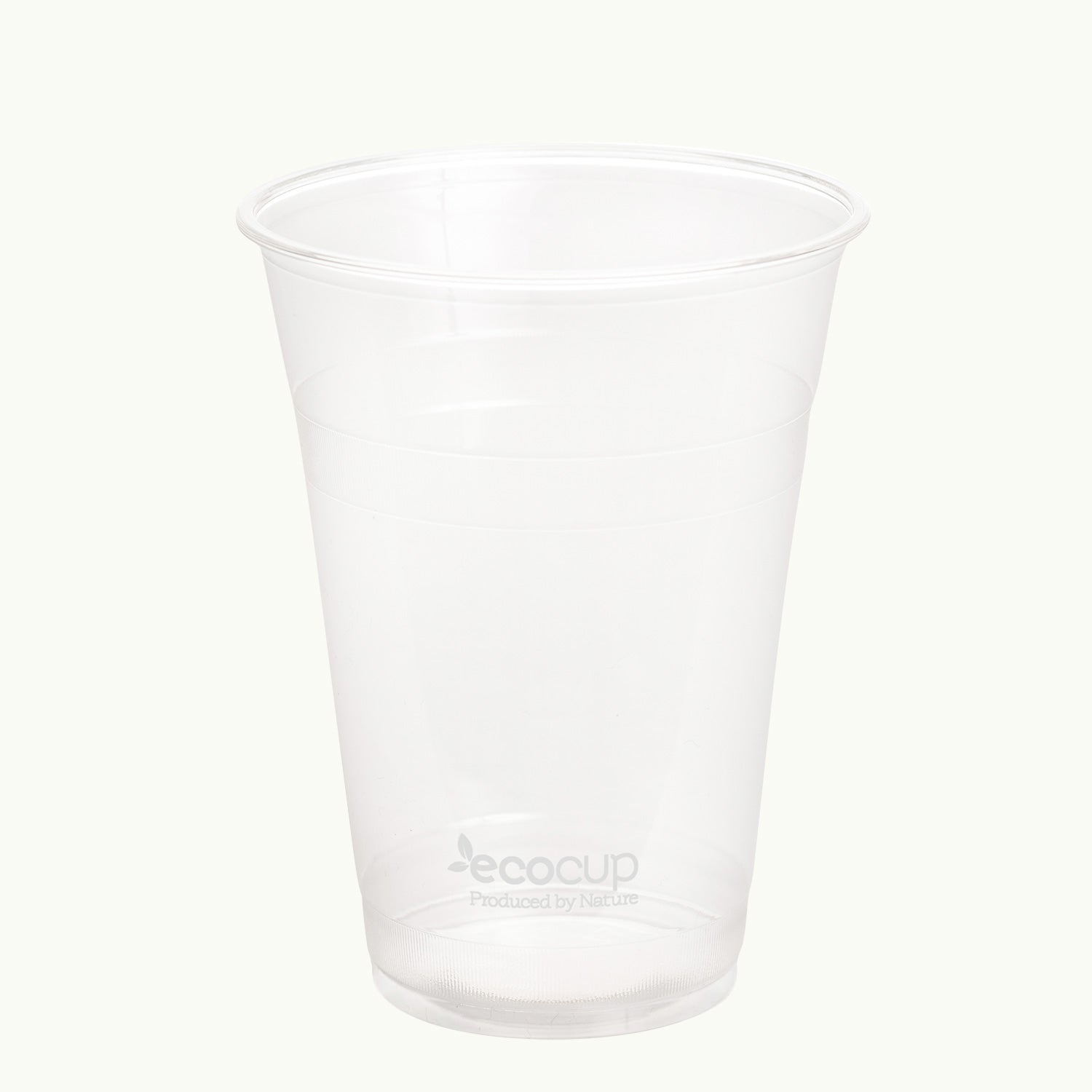 Ecoware bioplastic white logo clear EcoCup.