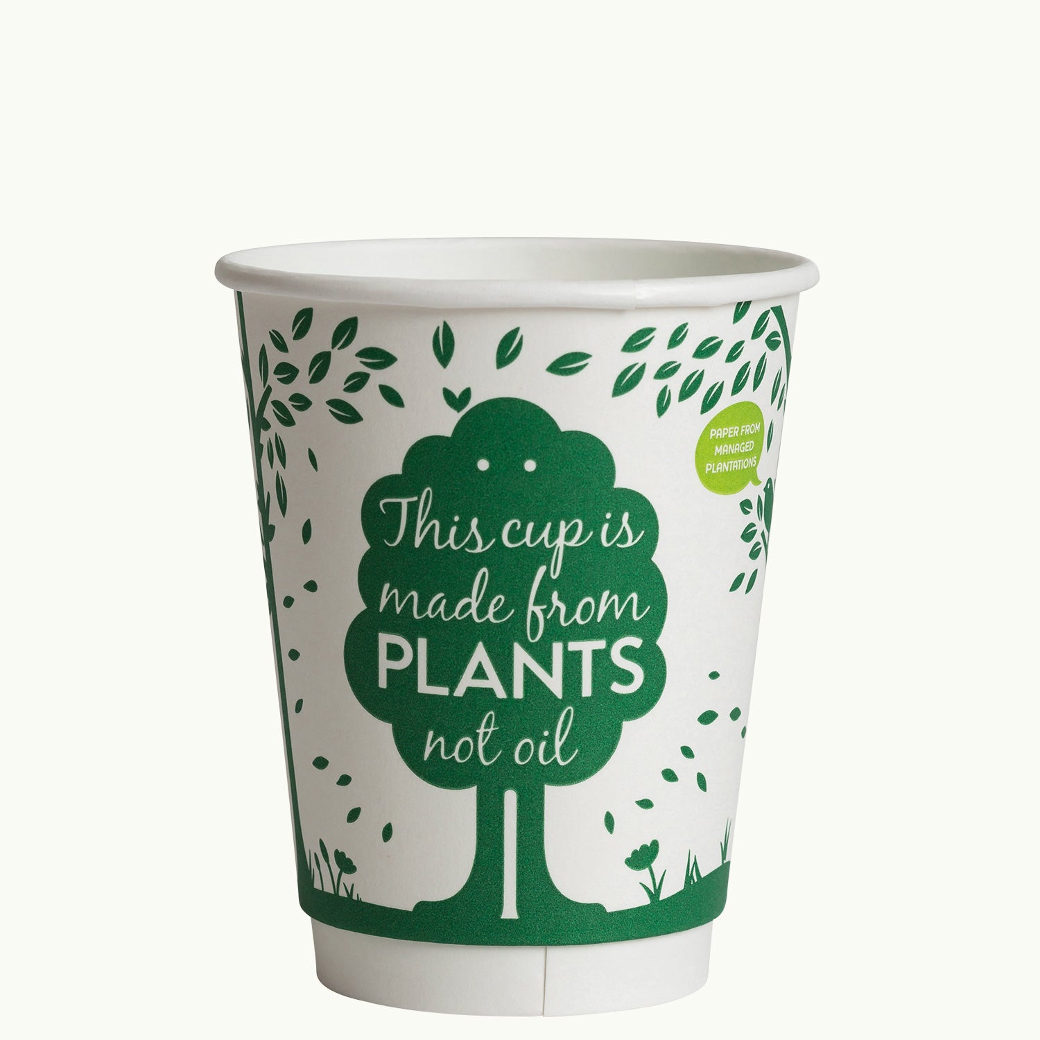 Ecoware double wall coffee cup printed this cup is made from plants not oil