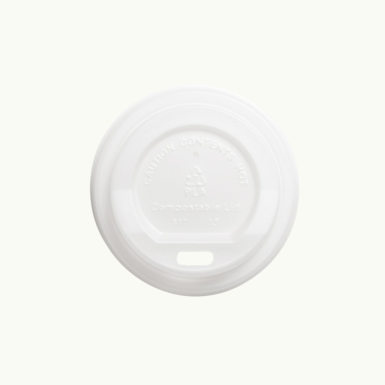 certified compostable bioplastic white coffee cup lid